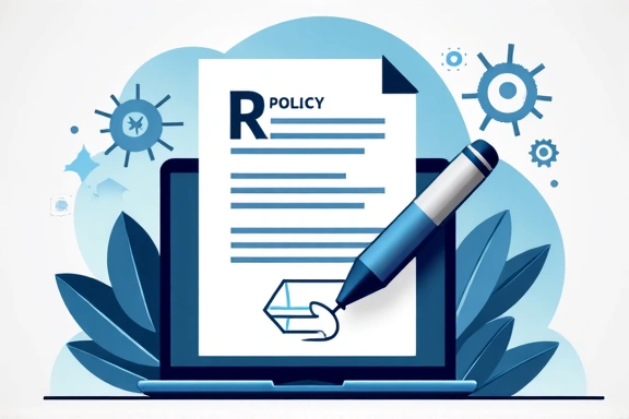 Illustration of a document being updated, symbolizing policy changes