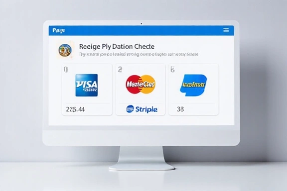 Various credit cards and digital payment icons displayed on a screen, representing payment methods.