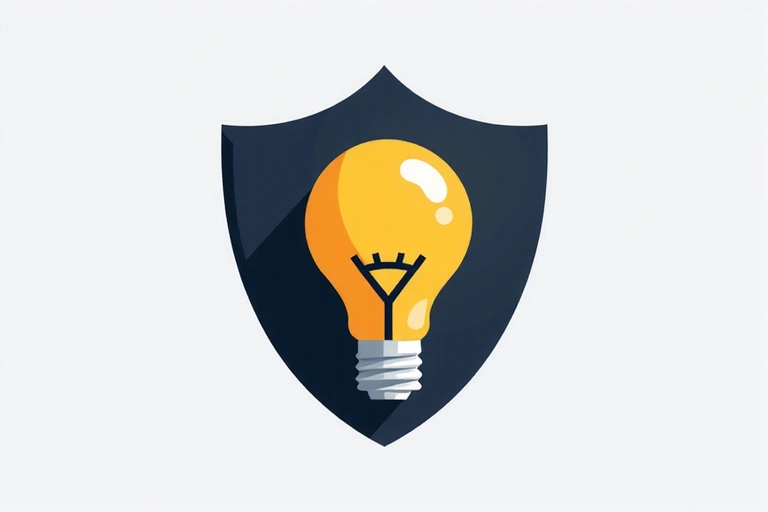 Stylized icon representing intellectual property, like a lightbulb with a shield or a copyright symbol